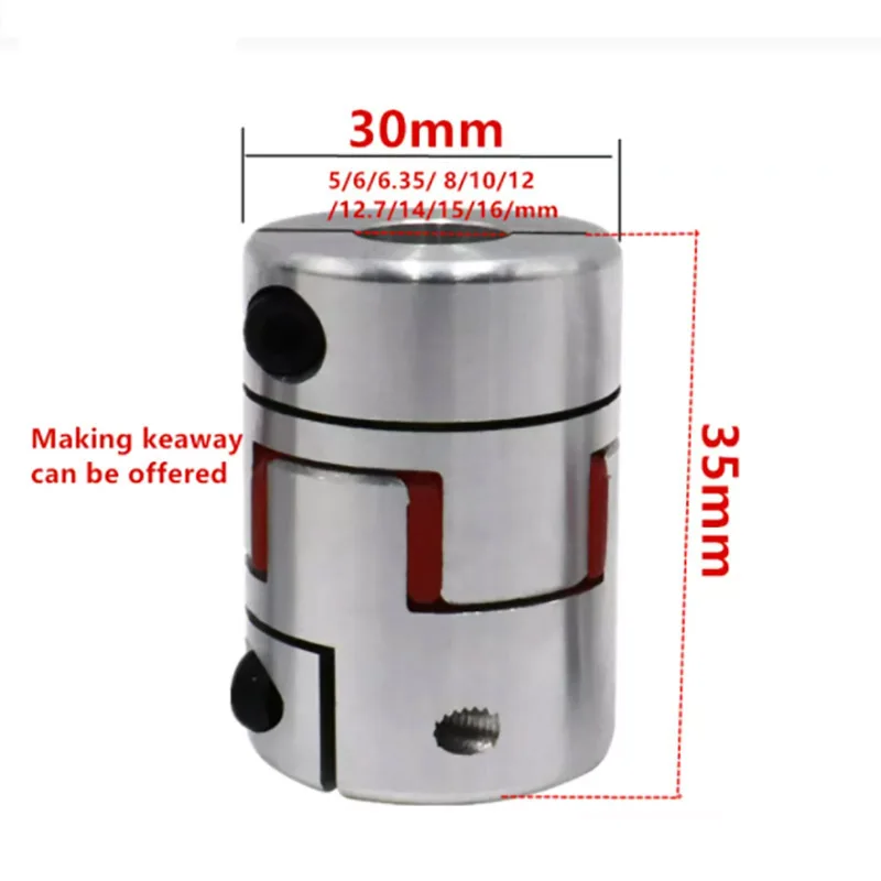 

Cheap D30L35 D30 L35 D=30 L=35 2-Jaw 3 Jaws Spider Plum Shaft Coupler Flexible Coupling Hole 5mm to16mm for CNC Motor Ballscrew