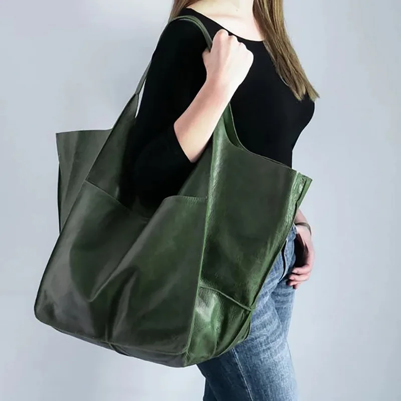 

Diinovivo Casual Soft Large Capacity Tote Bag Women Handbags Designer Retro Pu Leather Shoulder Bags Women Shopper Bag WHDV2231