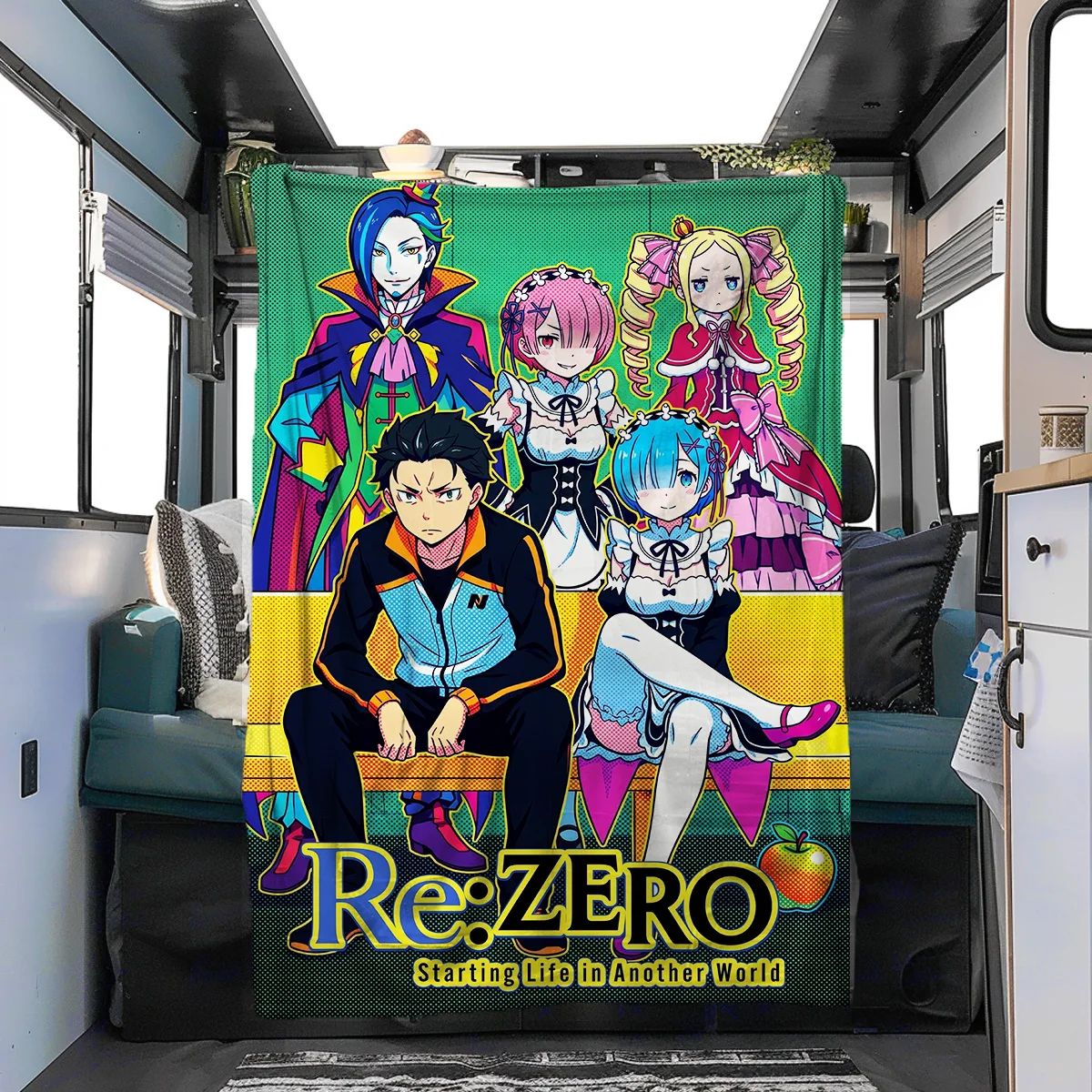 Фото Уютное теплое фланелевое одеяло с принтом ReZero, идеально подходит для спален, диванов, кроватей, стульев, пикников, путешествий YUN6514 №5