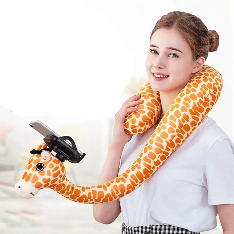 

Hands Free Stuffed Neck Pillow Phone Fix Holder Sleeping Tool Pillow Multi-Use Phone Holder Lazy Travel U Shape Pillow