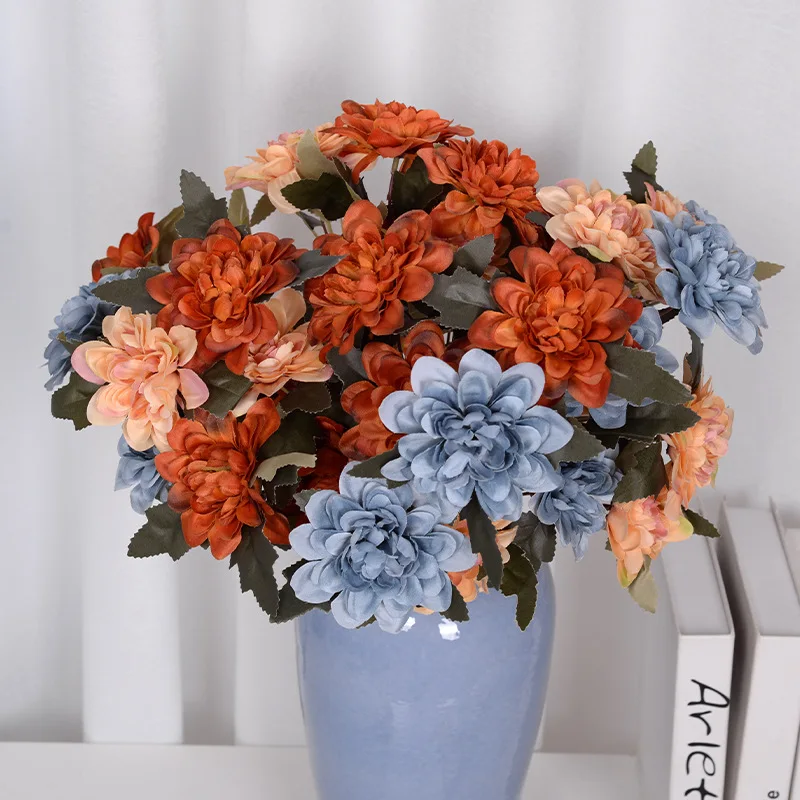

3 Dahlias Home Decor Artificial Flowers Wedding Decoration Bride Silk Valentines Day Christmas Valentine's Decorations Festive