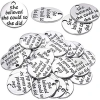 30 alloy inspirational message charms pendants she believed she could so she did silver color pendant jewelry crafting supplies