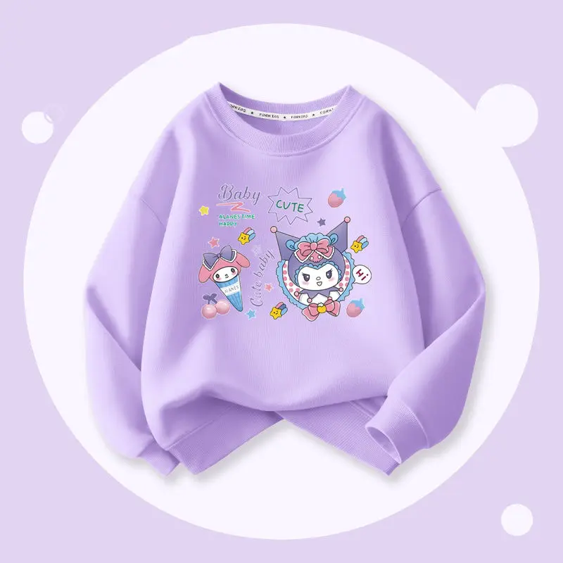 

Spring Autumn Kuromi Kawaii Anime Sanrio Girly Heart Long Sleeve Clothing Cute Cartoon Casual Hoodie Children Toys for Kids