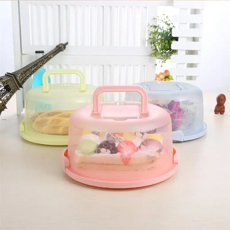 

3pcs Handheld Cake Box Food Storage Case Fresh Keeping Container with Lid and Handle for Fridge (Blue)