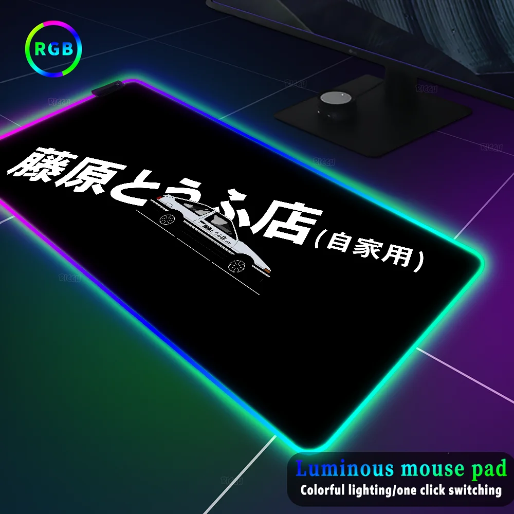Коврик для мыши Initial D цветной светящийся подсветка коврик стола RGB 400x900 черный и
