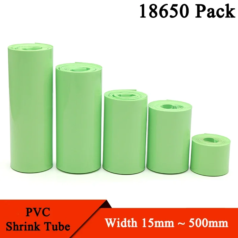 

1Meter 18650 Lipo Battery PVC Heat Shrink Tube Pack 15mm ~ 500mm Width Insulated Film Wrap lithium Case Cable Sleeve Fruit Green