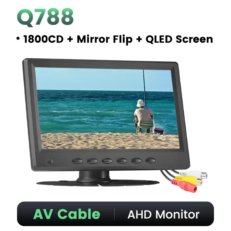 

7-дюймовый квантовый точечный QLED-дисплей AHD-монитор для грузовика, парковки автомобиля, рыбалки, 2 канала, 1080P, IPS, ультратонкий экран