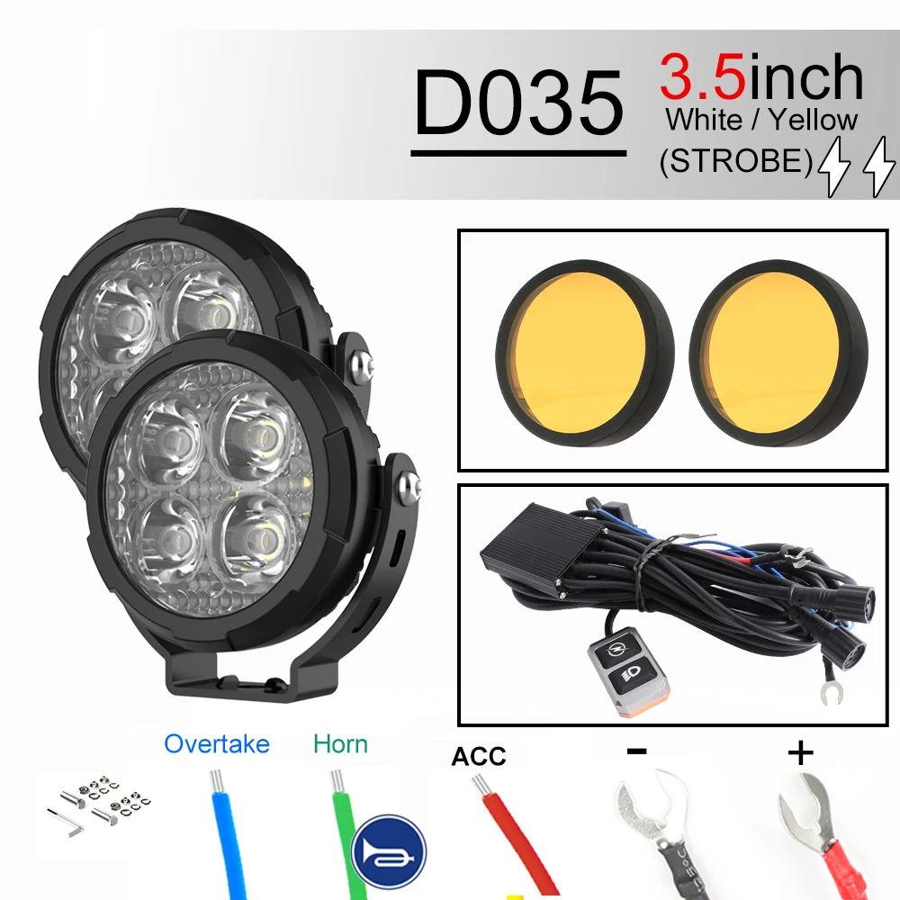 

BraveWAY Светодиодный прожектор для мотоцикла 4,5 дюйма Фары дальнего света для мото внедорожника Седельный тягач 4x4 Работа UTV Вспомогательные фары