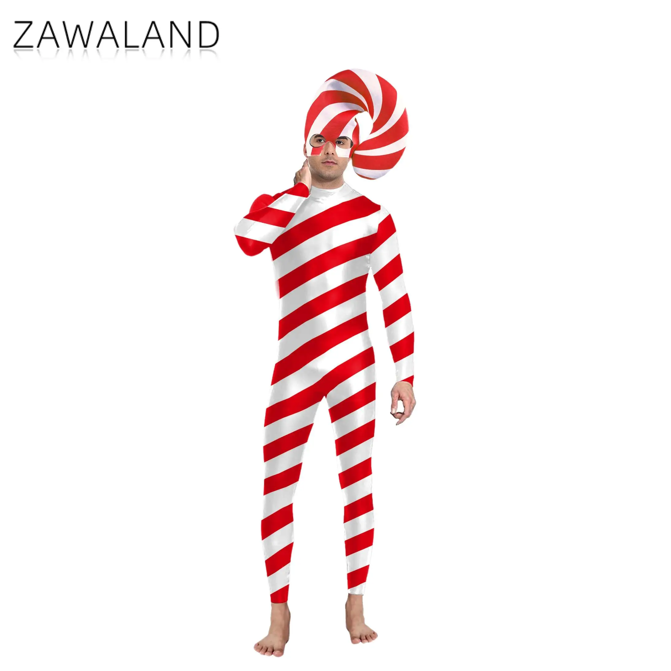 Рождественский конфетный комбинезон Зентаи красочный полосатый с принтом боди