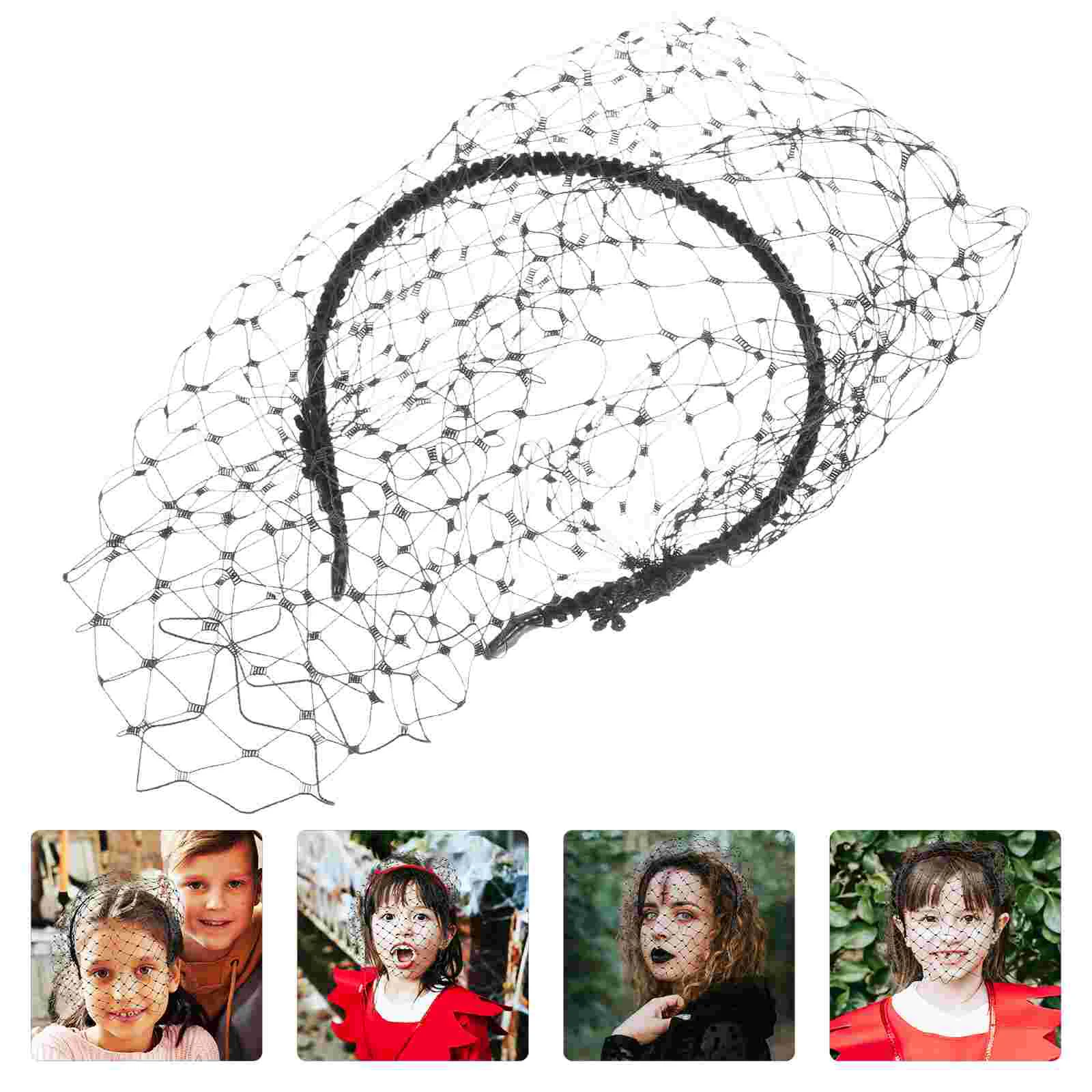 

Vintage Veil Hair Headband Simple Elegant Mesh Headdress for Woman Girl (Black)
