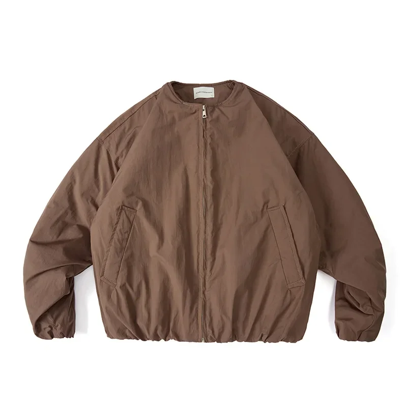 Хлопковое пальто из смеси шерсти в городском стиле с круглым вырезом