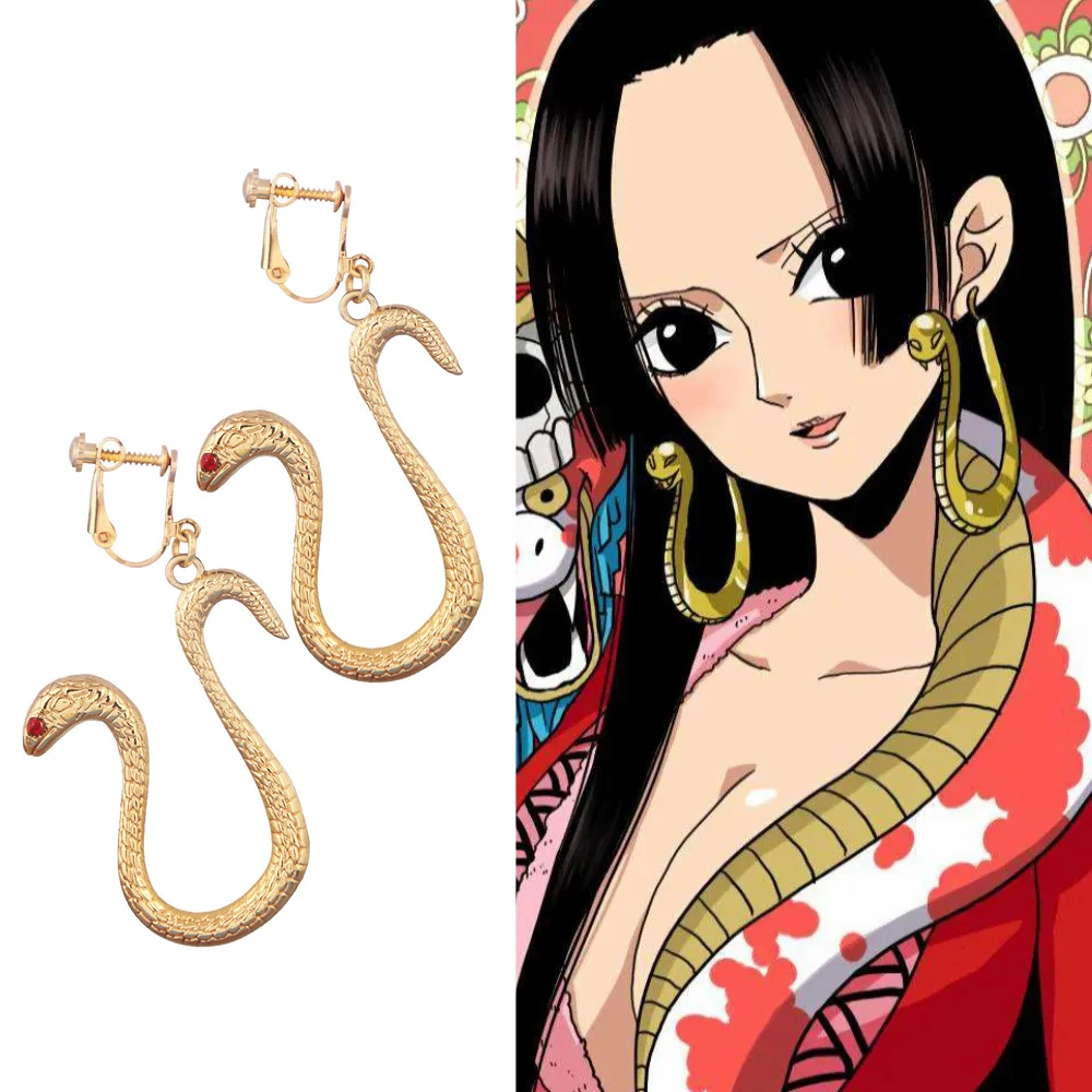 

ONE PIECE Boa Hancock Anime Snake Earring Women Earrings Dangler Metal Snake Keychain Necklace Cosplay Fashion Accessories