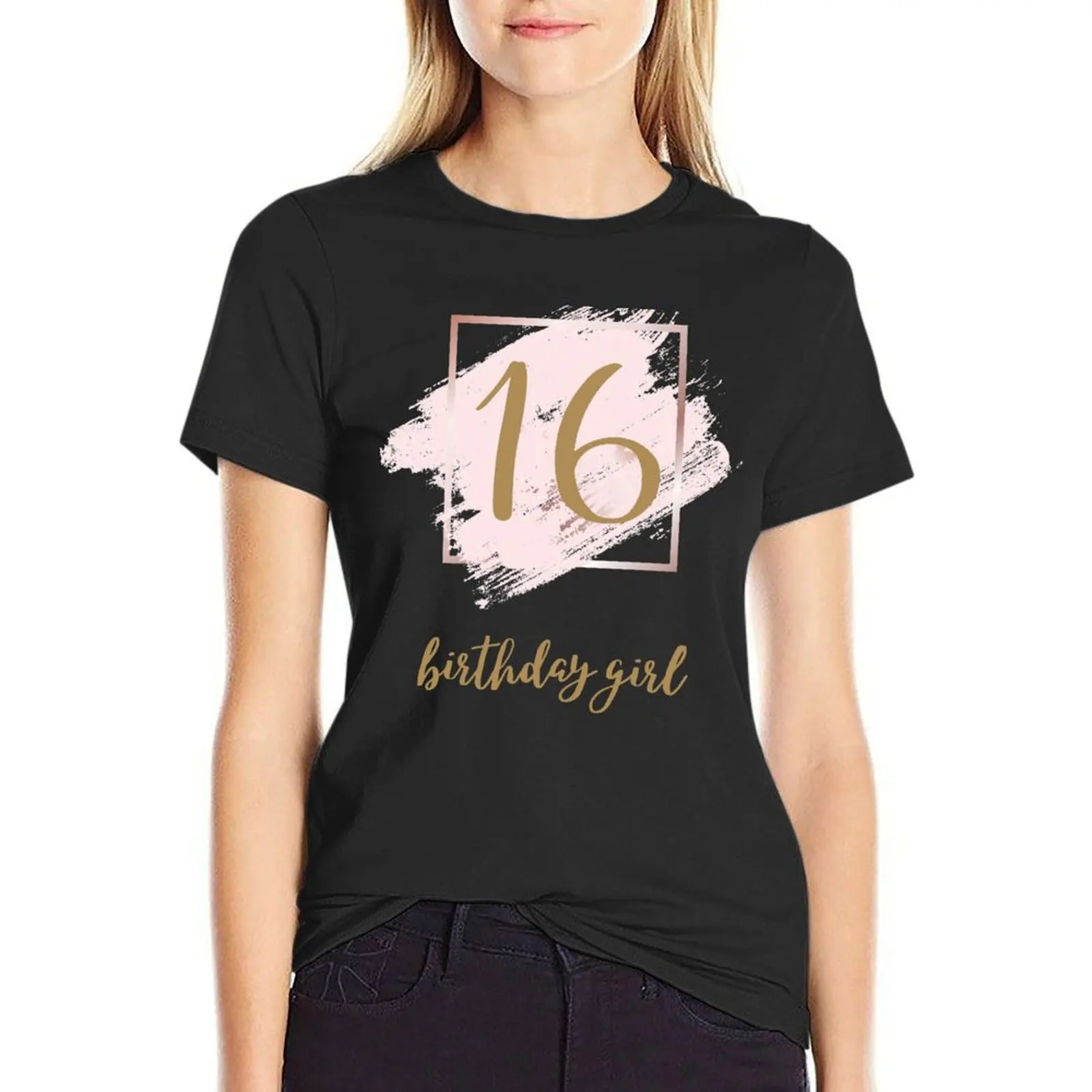 Футболка с изображением празднования 16-го дня рождения для девочек-16-летия топы