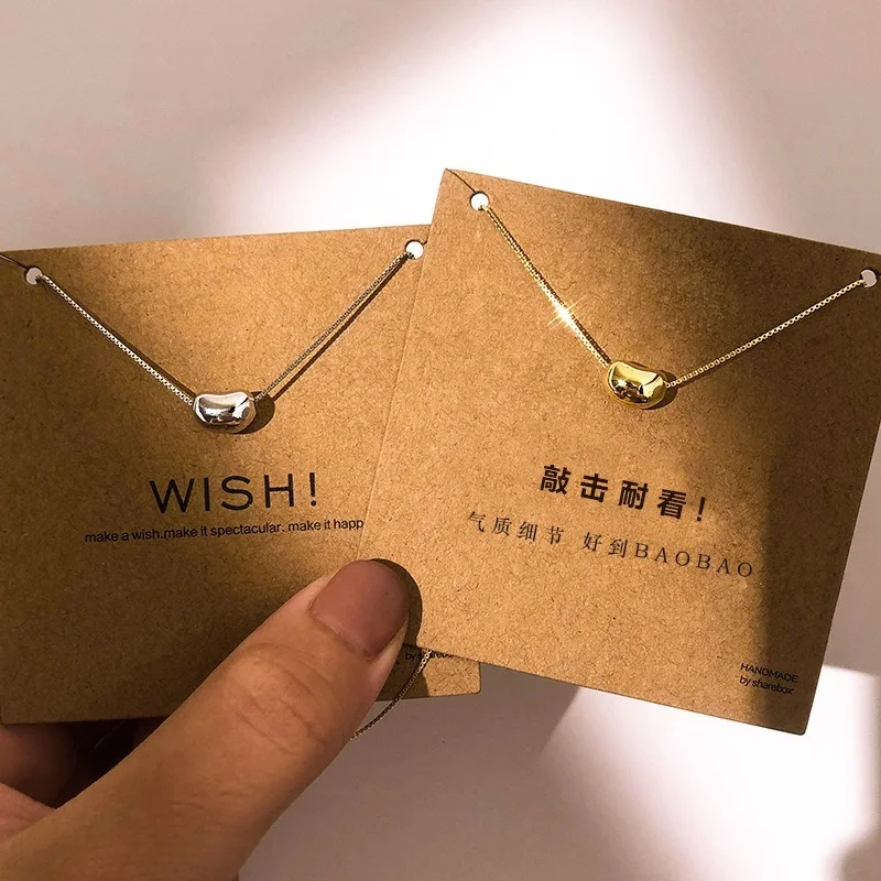 

2021 lucky gold bean necklace gold pea clavicle chain Korean Necklace women's Necklace