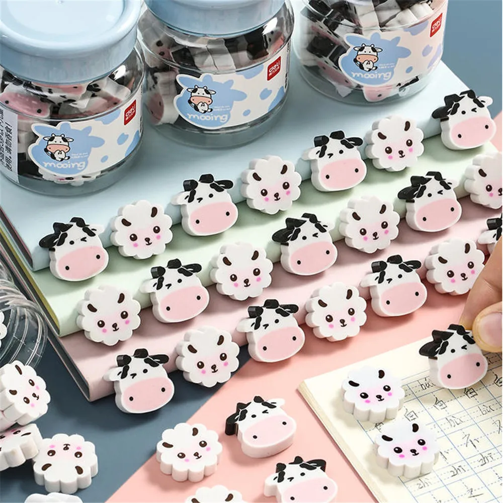 

22pcs/box Cartoon Animals Erasers Kawaii Cow Sheep Design Wipe Clean Correction Tools Kids Toys School Office Stationery