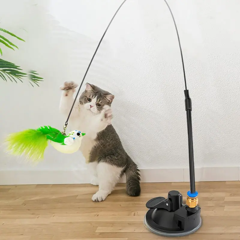 

Interactive Cat Toy Funny Simulation Feather Bird with Bell Cat Stick Toy for Kitten Playing Teaser Wand Toy Cat Supplies