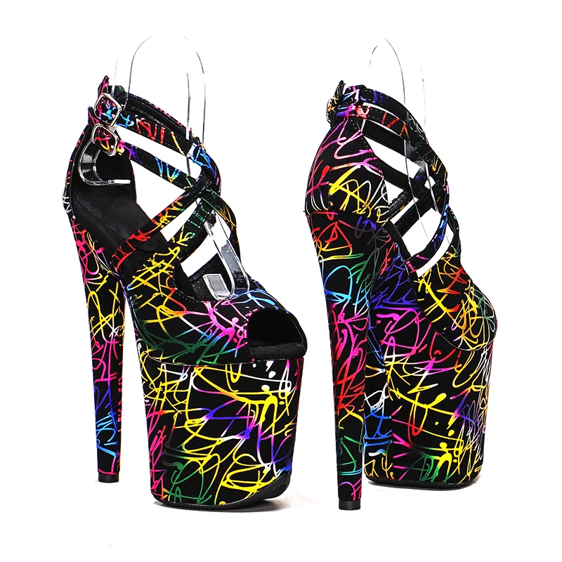 Leecabe 20cm/8inch high heel sandals  sexy model shoes pole dance shoes Women platform heel sandals 1BZ