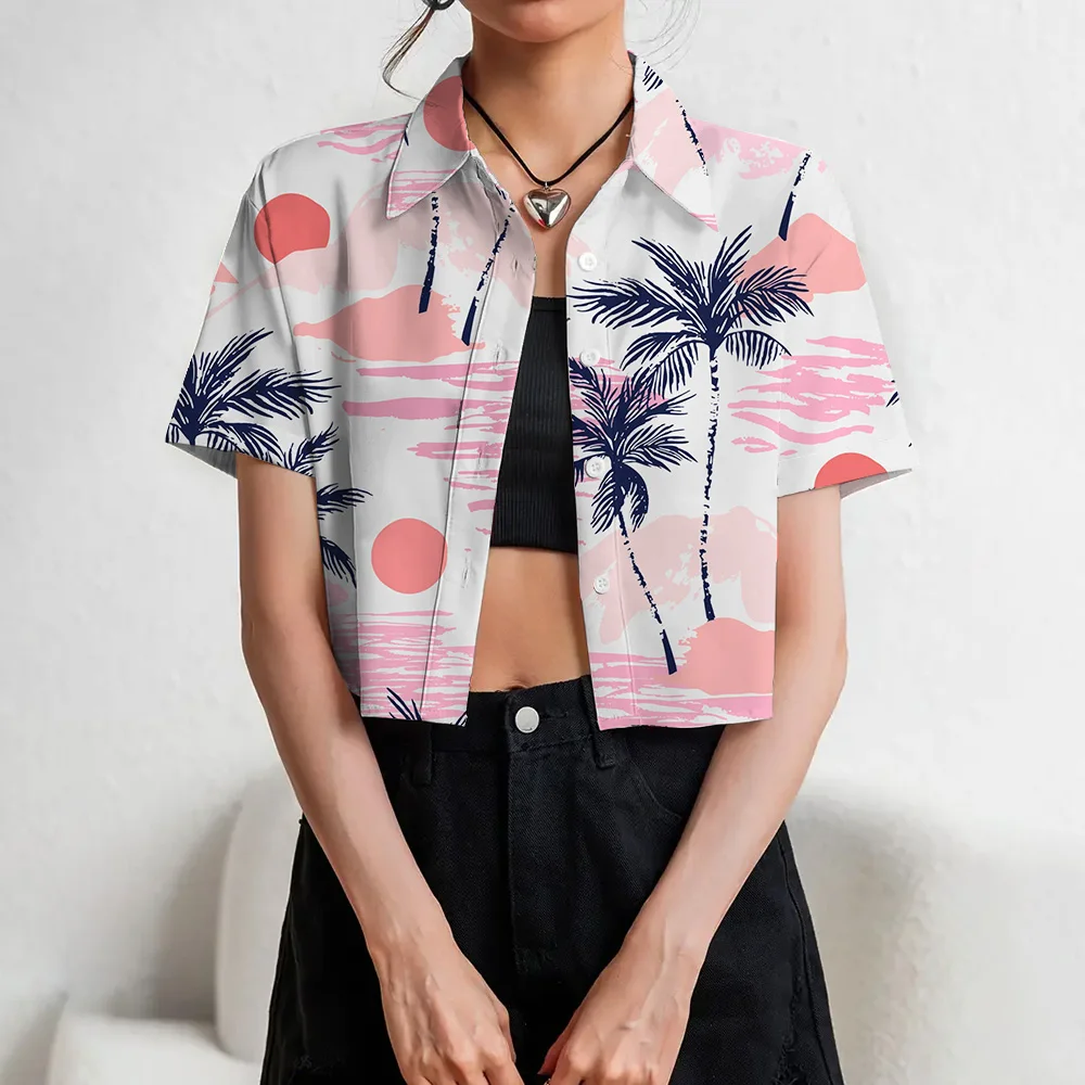 Рубашки на пуговицах спереди красочные супер-короткие рубашки с принтом