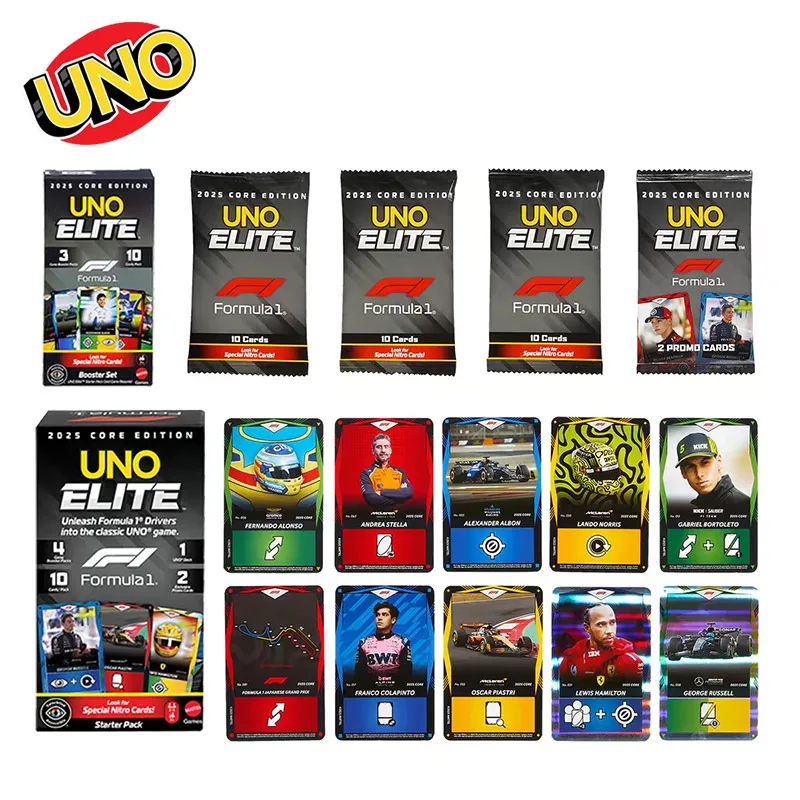 Фото Коллекционное издание карточной игры UNO Elite HotWheels F1 Racing: Премиальные игральные карты с редкими дизайнами болидов F1, настольная игра, игрушка, подарок №3