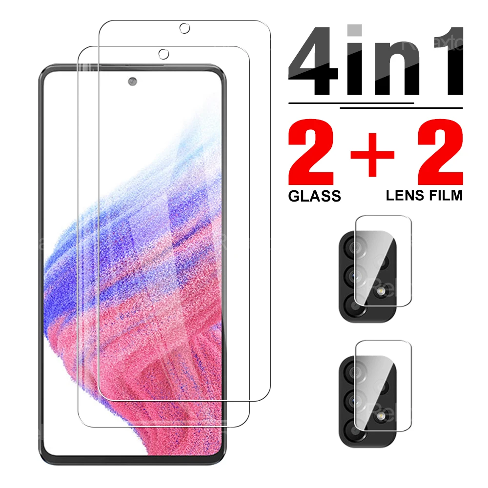4 в 1 закаленное переднее стекло + стекло для объектива для Samsung A53 A52s M52 4G зеркальная защита для экрана Защитная пленка для Samsung A51