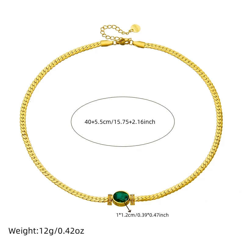 MEYRROYU ожерелье из нержавеющей стали 316L в стиле ретро с зеленым эллипсом и