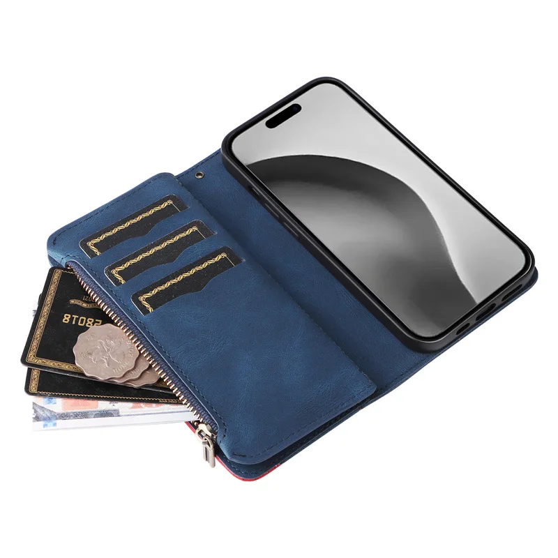 Чехол-бумажник с ремешком на руку для iphone 7 8 11 12 13 14 15 16 Pro Max Plus XS XR