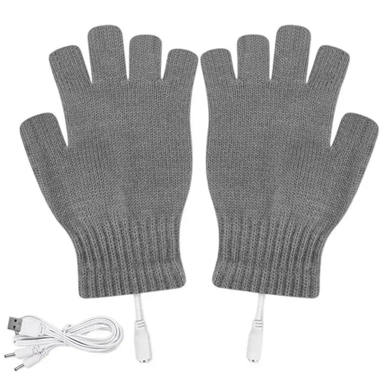 USB Heated Gloves Heating Winter Laptop Gloves Mitten Half Fingerless Winter Hands Warmer Laptop Gloves For Women Men