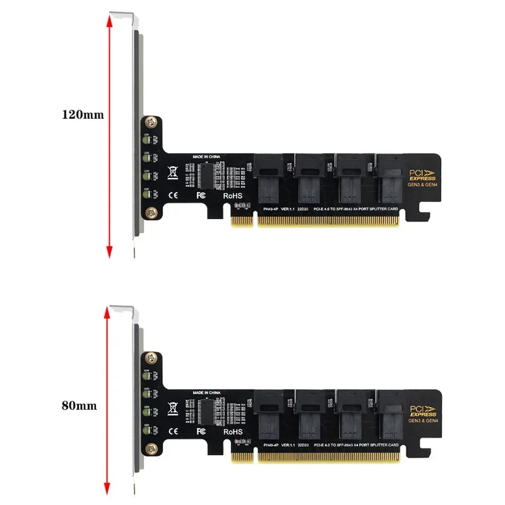 Карта расширения U.2 SFF-8643 PCI-E 16X на 4 порта SFF-8639 NVME PCIe SSD-адаптер VROC Raid0 Hyper для