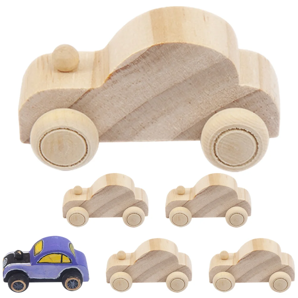 

6 Pcs DIY Graffiti Car Wooden Playset Unfinished Cars Crafts Painting Diorama Three-dimensional Kids