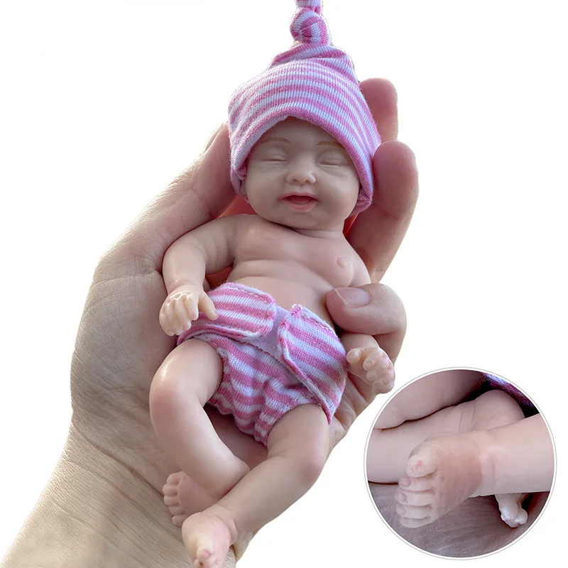 Цена Силиконовые Мини-куклы Новорожденные, 6 дюймов, ручная работа, маленькая милая кукла новорожденная для сна, окрашенные силиконовые наборы н...