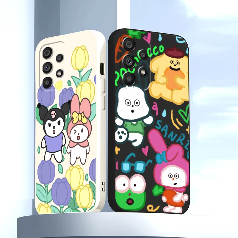 

Pochacco Sanrio Anime Girl Liquid Rope Phone Case For Samsung A73 A53 A33 A52 A32 A23 A22 A71 A51 A21S A03S A50 A30 5G Cover