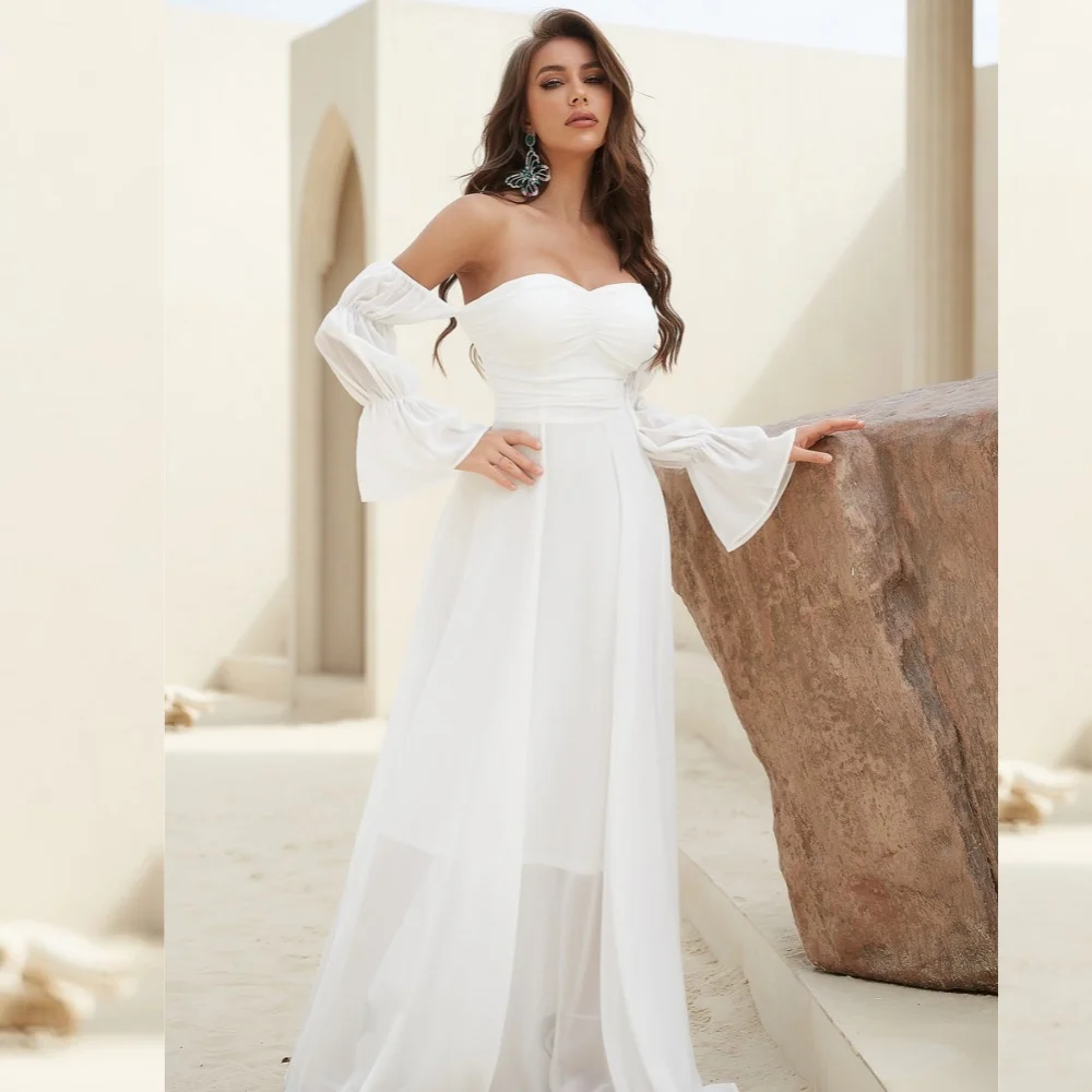 Изысканные шифоновые платья трапециевидной формы с рюшами и по индивидуальному