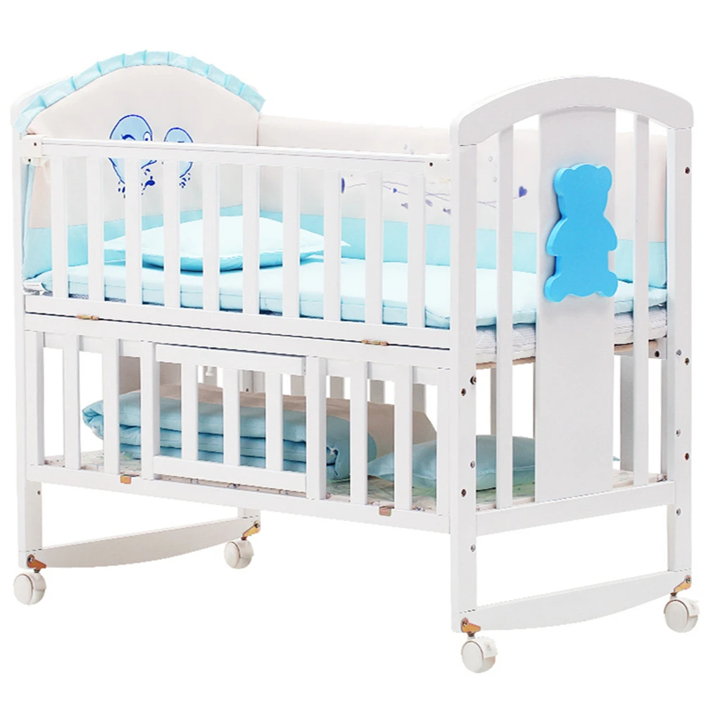 

Crib Newborn Funiture Movable white adjustable Sleeping travel Nest Solid Wooden Cot Baby Bed designs with mosquito net