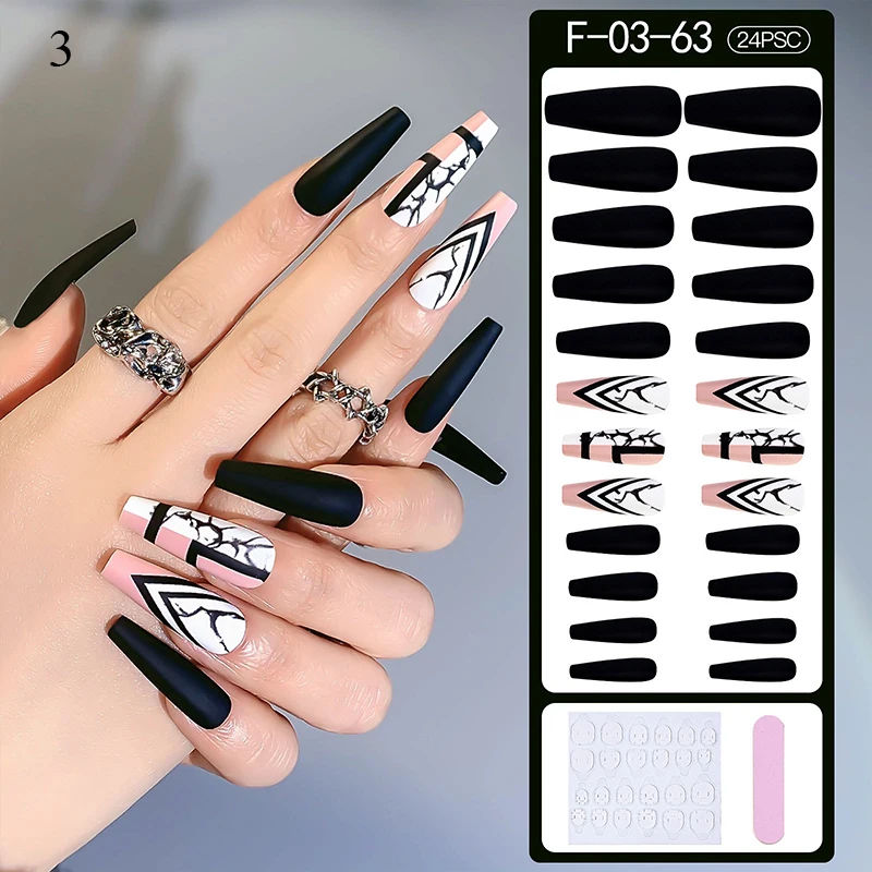 

24pcs Detachable Glossy Ombre Pink French Ballerina Coffin False Nail Press on Ballet Fake Nails Tips Reusable Wear Full Cover