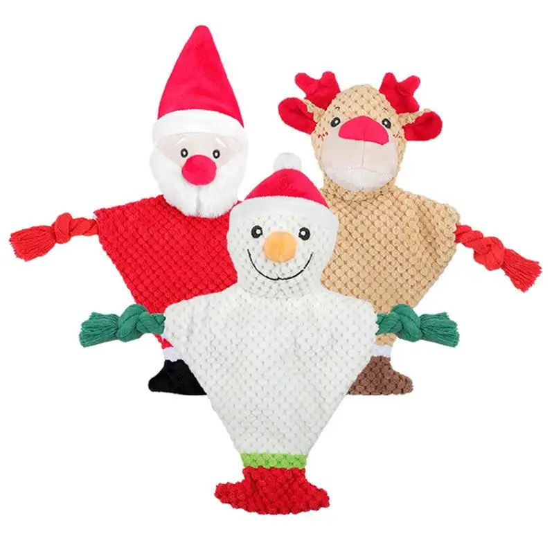 

Christmas Dog Toys Santa Squeaky Dog Toy Snowman Cute Plush Dog Cat Pet Toys Chew Animal Cartoon Toy For Pet Puppy Teething Toy