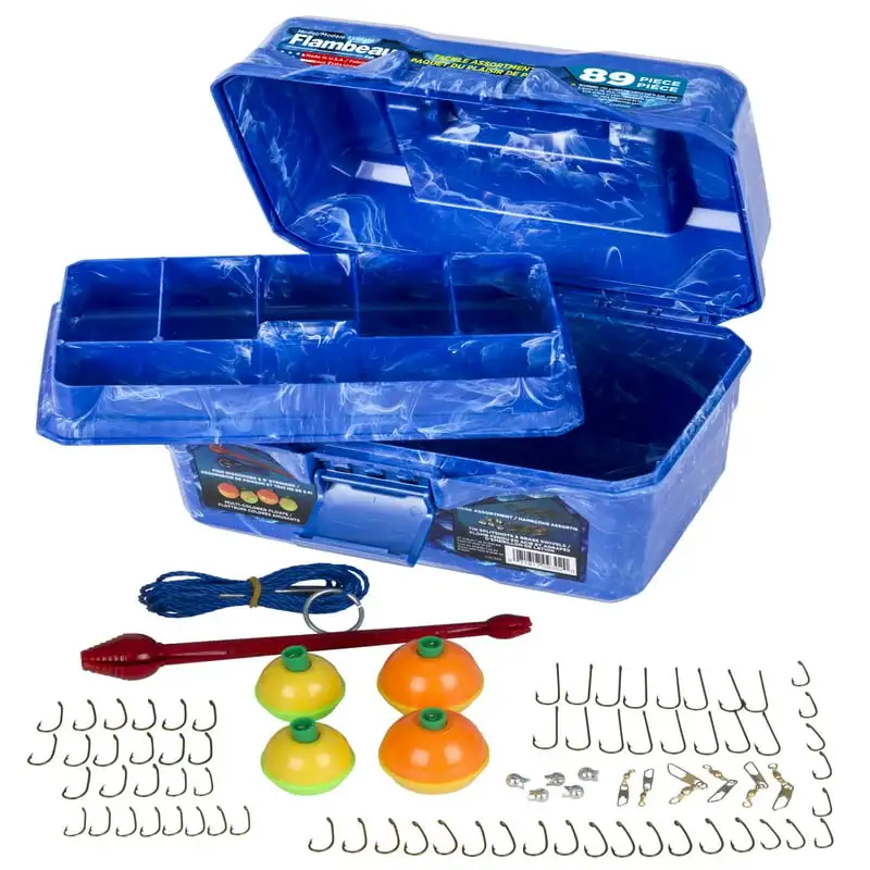 

355BMR Big Mouth Tackle Box 89 Piece Tackle Box Kit, Plastic, Blue, 8.75 inches