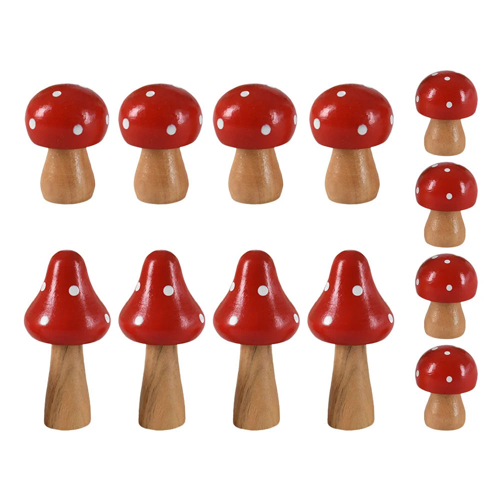 

12 Pcs Simulated Wooden Mushroom Design Adornment Photography Prop Cake Decor Dining Table Potted Moss Faux