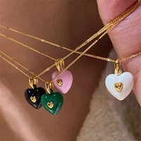 cute thin chain necklace for women colorful heart pendant necklaces lovers gifts fashion jewelry accessories