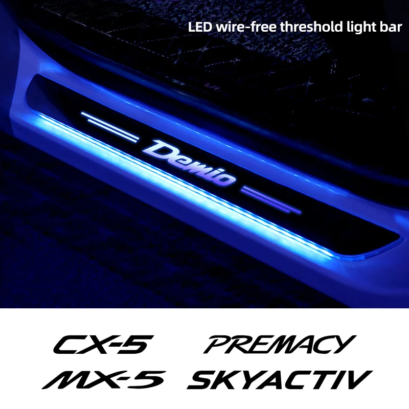 

Custom Wireless LED Car Door Sill Welcome Atmosphere Light for Mazda Demio CX-5 Axela 3 6 MS MX-5 CX-30 Skyactiv Bt-50