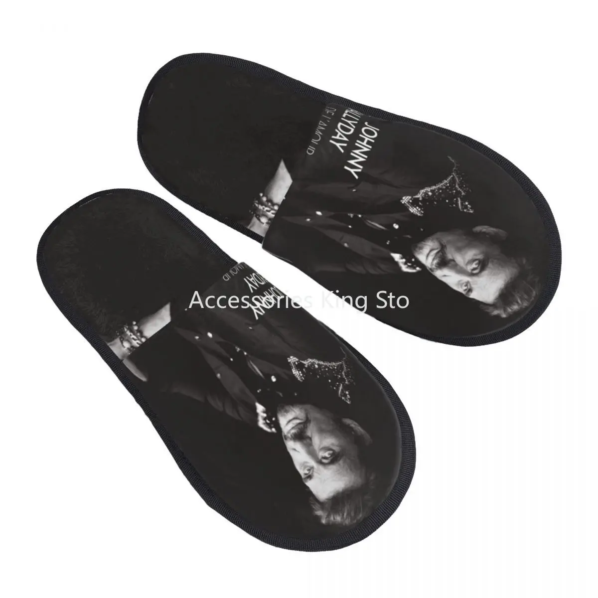 

Johnny Hallyday House Slippers Women Soft Memory Foam France Mucisian Slip On Spa Slipper Shoes