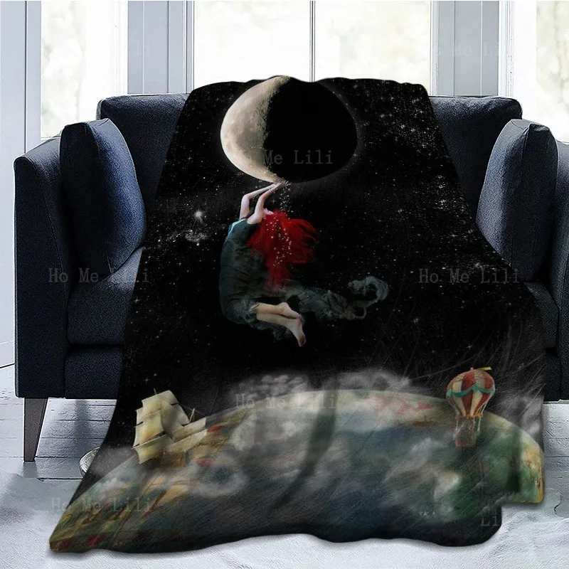 

A Girl With Red Hair Ran From The Earth To The Moon To Get The Moon Flannel By Ho Me Lili Suitable For All Seasons
