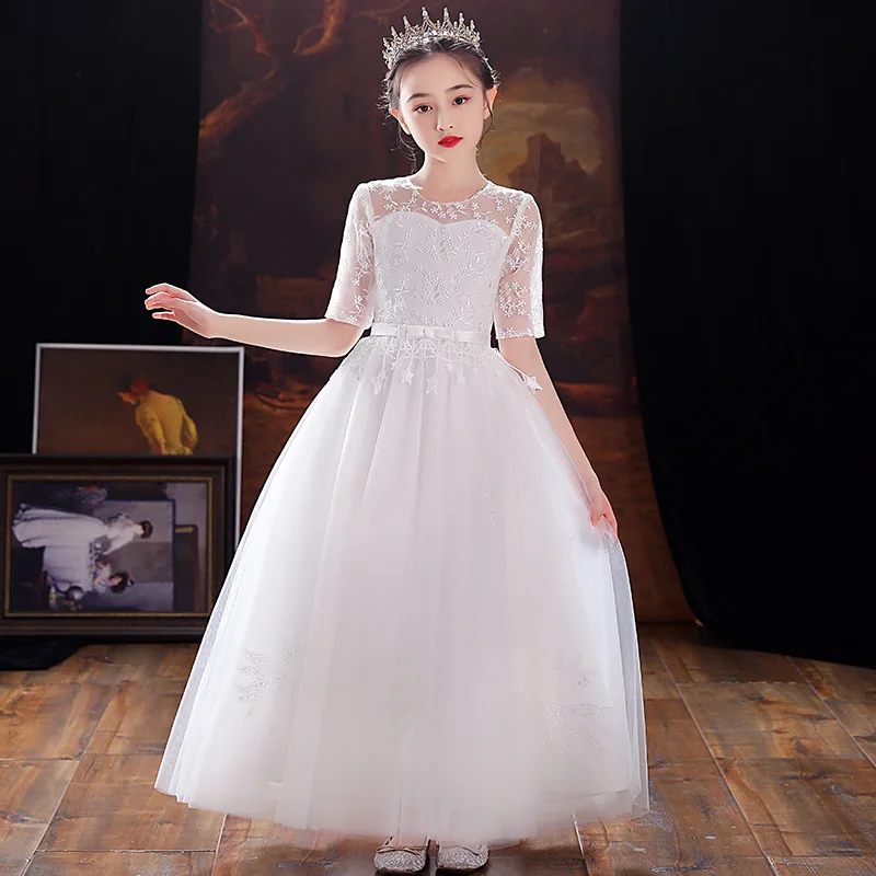 

2 To 17 Years Teenager Baby Girl Dress Floral Embroidery Dresses For Girls Birthday Party Wedding Dress Clothes Ball Gown
