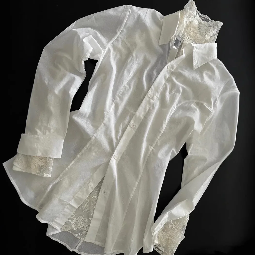 Элегантная белая рубашка с приталенной талией топ нишевого дизайна элитная