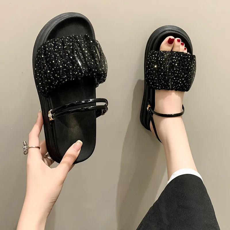 

Shoes Women Slippers Flat Lady Platform Luxury Slides Med Pantofle Soft Girl Designer Summer 2022 Scandals Rubber Microfiber Fa