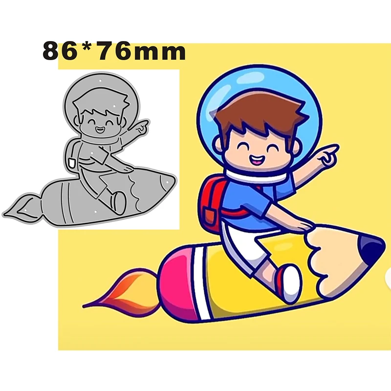 

2021 New Cute Little Boy Rocket Metal Cutting Dies for Scrapbooking Paper Craft and Card Making Embossing Decor No Stamps