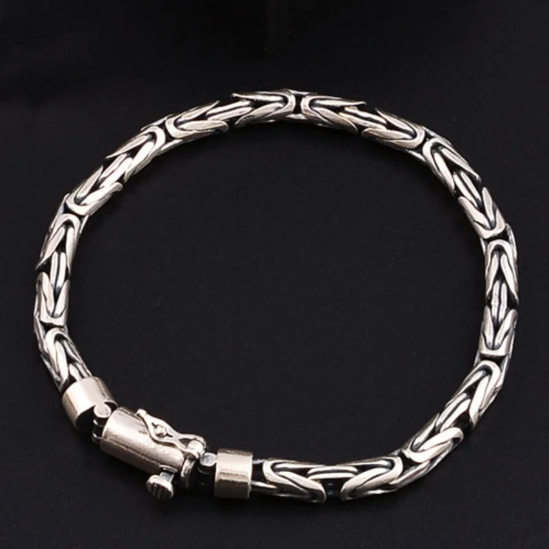 Мужской плетеный браслет из серебра 925 пробы 5 мм 7