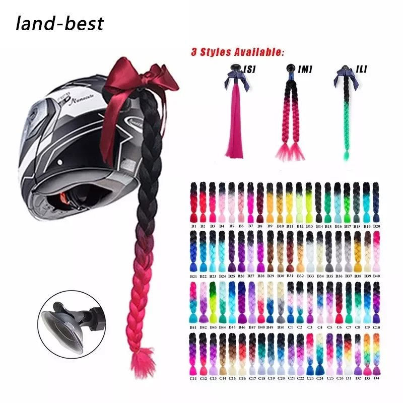 

Новое поступление, косы для мотоциклетного шлема, женские косы для мотоциклетного шлема, 24 дюйма с твист-присоской, двойные косички для хвос...