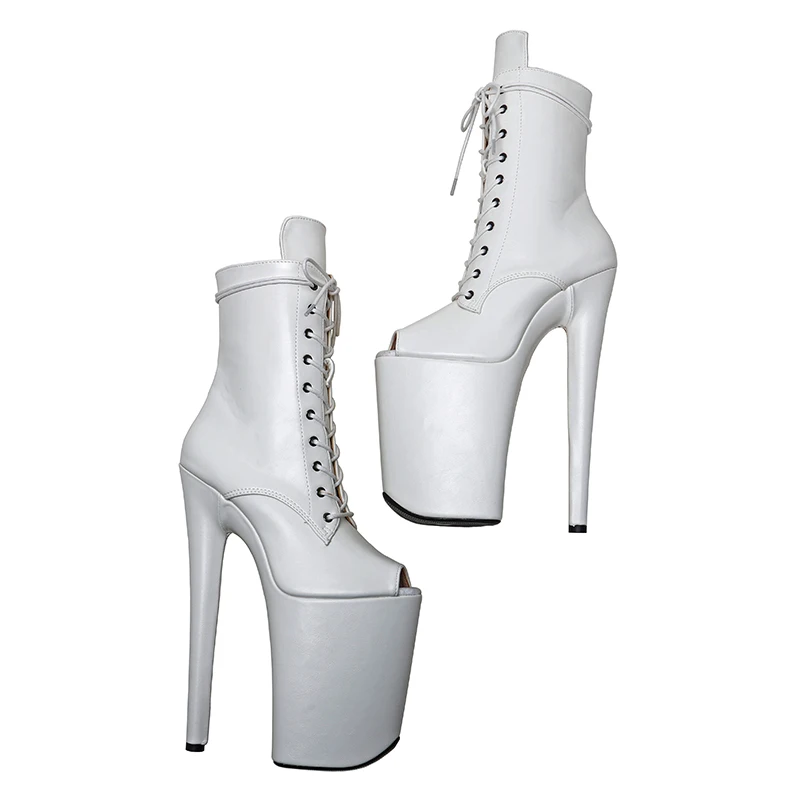 Leecabe  23CM/9inches matte PU upper Sexy boots open toe   High Heels Platform Pole Dance shoes