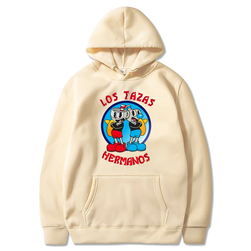 

Hoodies Hot Game Cuphead Mugman Print LOS TAZAS Sweatshirts Men Women Fashion Sweatshirt Oversized Hoodie long Sleeves Coat