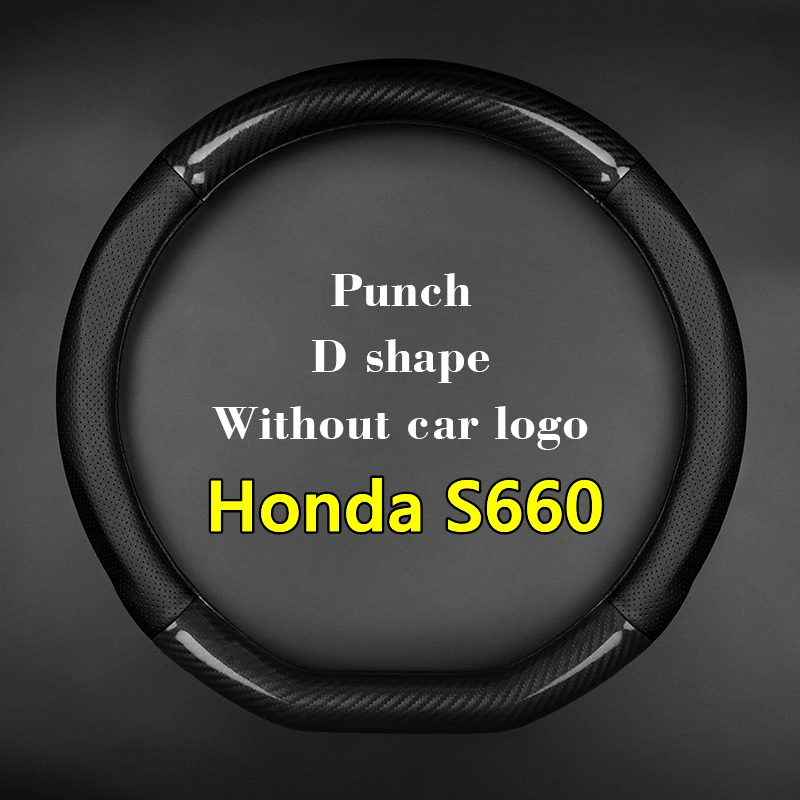 

For Honda S660 Steering Wheel Cover Genuine Leather Carbon Fiber Fiber Leather 2015 2016 2018 2018